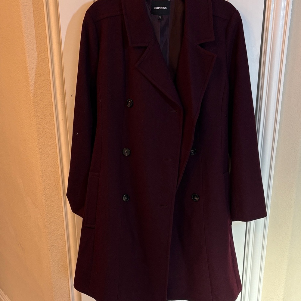 Express Women's Deep Burgundy Pea Coat